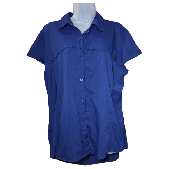 Magellan Women XXL Fishing Shirt Semi Fitted Navy Outdoor Camping Utility Beach - Picture 1 of 11